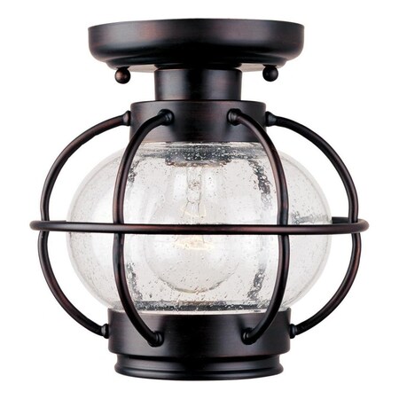 Maxim One Light Oil Rubbed Bronze Seedy Glass Outdoor Semi-Flush Mount 30508CDOI